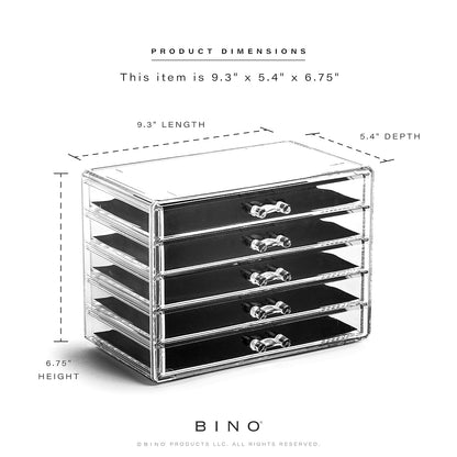 BINO THE MANHATTAN SERIES Acrylic Makeup Drawer Organizer- 3 Drawer Small | Clear Beauty Organizers and Storage| Cosmetic & Makeup Drawer| Home Organization| Jewelry & Vanity Accessories Drawer
