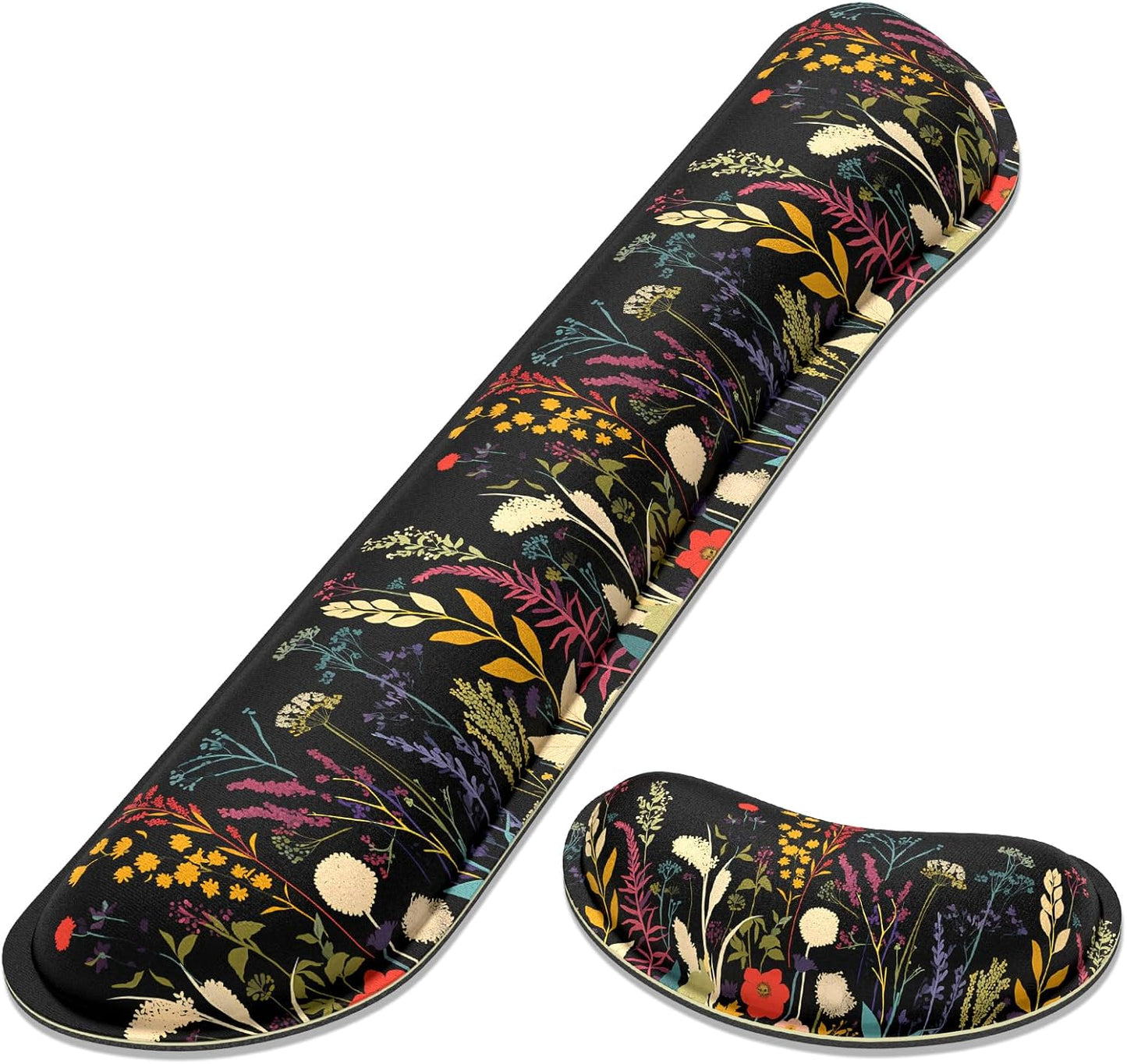 Dapesuom Enlarge Keyboard Wrist Rest, Memory Foam Wrist Cushion for Desk Mats Support, Cute Pain Relief Keyboard Mouse Pad Rests Set with Non-Slip Base for Gaming Laptop Office Computer, Green Leaf