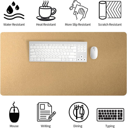 Bloss Leather Desk Pad and Keyboard Wrist Rest, Large Mouse Pad + Keyboard Pad+Mouse Wrist Support, Non-Slip Desk Mat Protector for Office, Home(31.5×15.7 Inches,Beige)