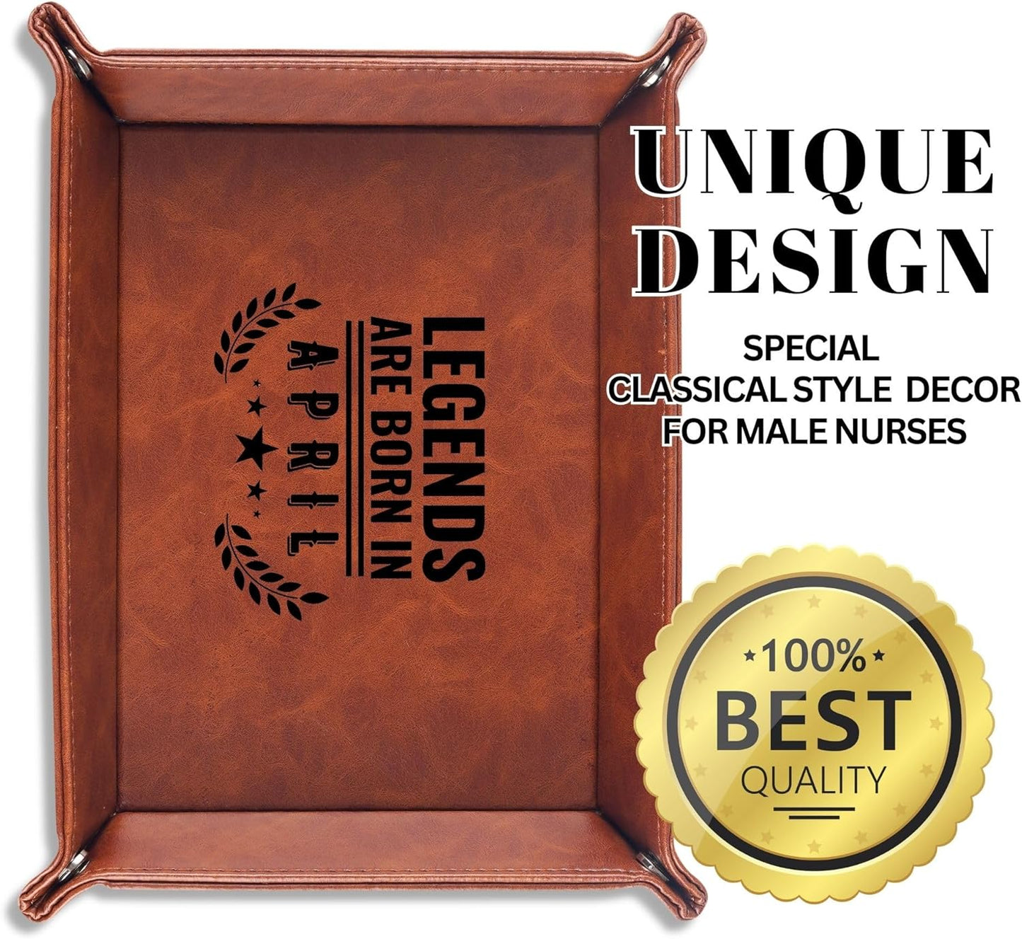 INNObeta Birthday Gifts for Men, Happy Birthday Valet Tray for Him, Male, Boyfriend, Son, Husband, Dad, Desktop Organizer PU Leather Tray - Legends are Born in September