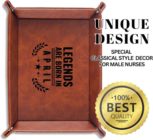 INNObeta Birthday Gifts for Men, Happy Birthday Valet Tray for Him, Male, Boyfriend, Son, Husband, Dad, Desktop Organizer PU Leather Tray - Legends are Born in September