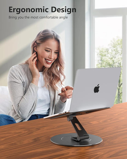 LOXP Adjustable Laptop Stand for Desk, Metal Foldable Laptop Riser, Ventilated Cooling Lectern, Ergonominc Computer Notebook Stand for Desk Compatible with 10-15.6“ Laptops