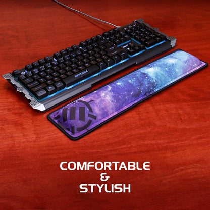 ENHANCE Keyboard Wrist Rest - Keyboard Wrist Support with Memory Foam Pad and Premium Anti-Fray Stitching - Fits Full Size Boards Helps with Pain for PC, Laptop, Office Typing - Galaxy