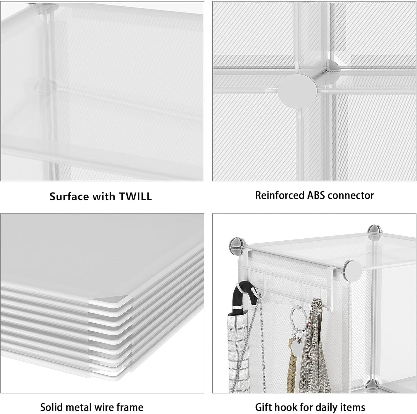 AWTATOS Cube Storage Organizer, Storage Cubes Shelves Bookshelf, 6 Cube Closet Organizers and Storage, DIY Stackable Plastic Clothes Organizer Shelving for Bedroom, Home, White