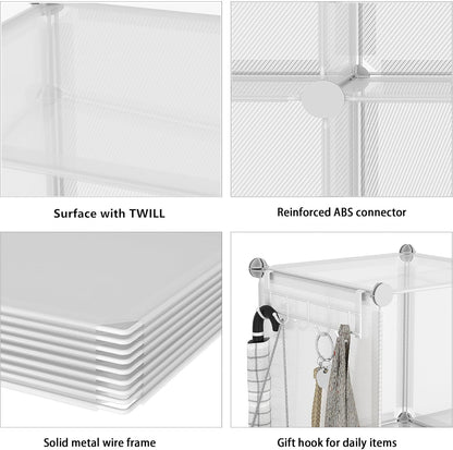 AWTATOS Cube Storage Organizer, Storage Cubes Shelves Bookshelf, 6 Cube Closet Organizers and Storage, DIY Stackable Plastic Clothes Organizer Shelving for Bedroom, Home, White