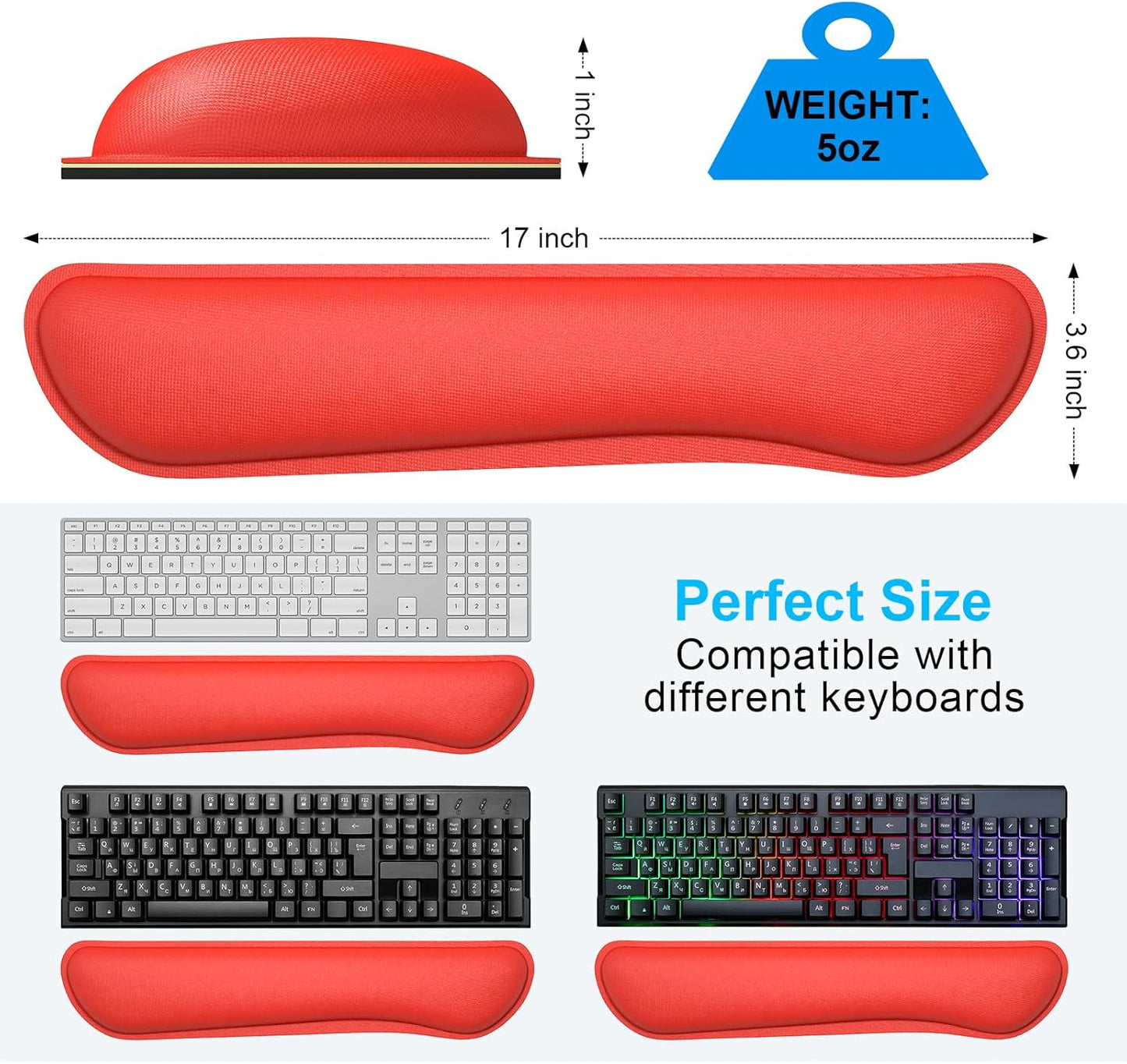 Dapesuom Enlarge Keyboard Wrist Rest, Cute Memory Foam Keyboard Wrist Cushion for Computer Desk Mats Support, Typing Pain Relief Ergonomic Mouse Pad Rests with Non-Slip Base for Gaming, Laptop, Purple