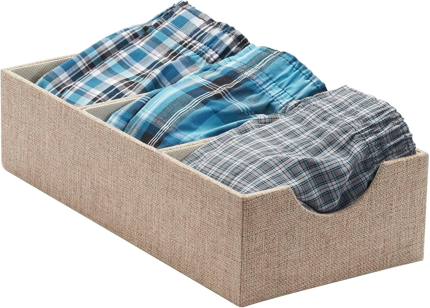 Household Essentials Grey 727-1 Deep 3 Section Drawer Organizer Box for Storage | 12 in x 6.13 in x 3.13