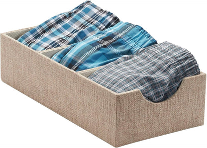 Household Essentials Grey 727-1 Deep 3 Section Drawer Organizer Box for Storage | 12 in x 6.13 in x 3.13