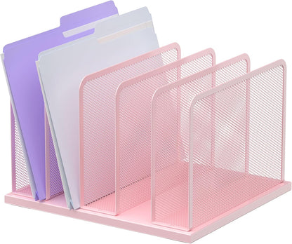 Kuntine.B Desk File Organizer 5 Sections Upright Mesh Desktop Organizer File Sorter Office Organization File Holder for Home, Office & Classroom