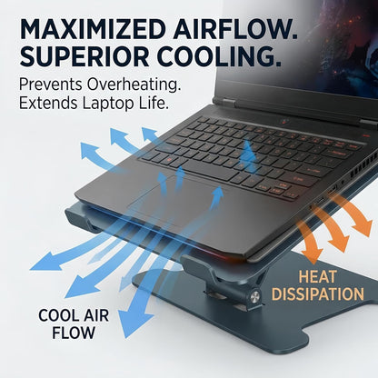 LRLKFX Laptop Stand Portable Foldable Aluminum Laptop Riser Height Adjustable Ergonomic Holder for Desk Compatible with MacBook Air Pro, Dell, HP, Lenovo & More 10-15.6" - Silver