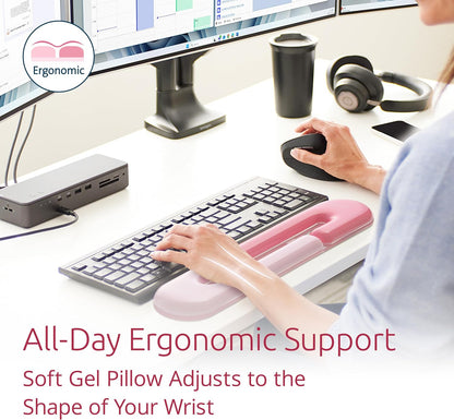 Kensington Duo Gel Loop Wrist Rest for Keyboard, Wrist Pad for Full Size Keyboard, Ergonomic Wrist Pad, Non-Skid Computer Pad with Wrist Support, Pink K62679WW, 17.7" x 3.7"x 0.9”