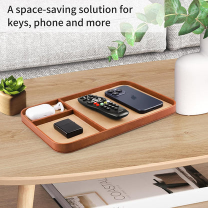 SENEN Leather Tray, Stylish and Organized Multifunctional Tray, for Table Entryway, Premium PU Leather, Catchall Tray for Keys, Watch, Wallet, Jewelry, and More (Black Frame)