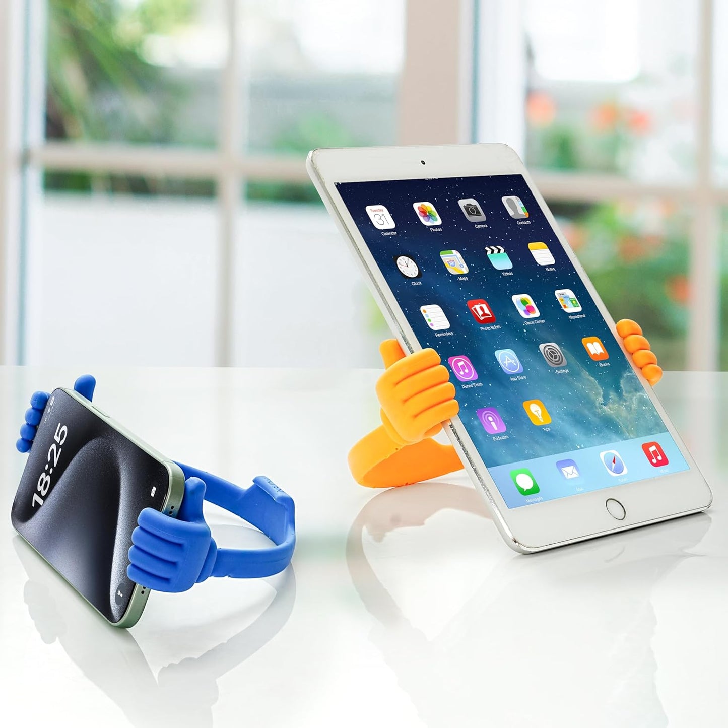 Honsky Thumbs-up Cell Phone Stand Holder,Tablet Stand Cradle for Desk Desktop Smartphone Cellphone Mobile Phone,Tablets - Universal, Adjustable Flexible,Blue