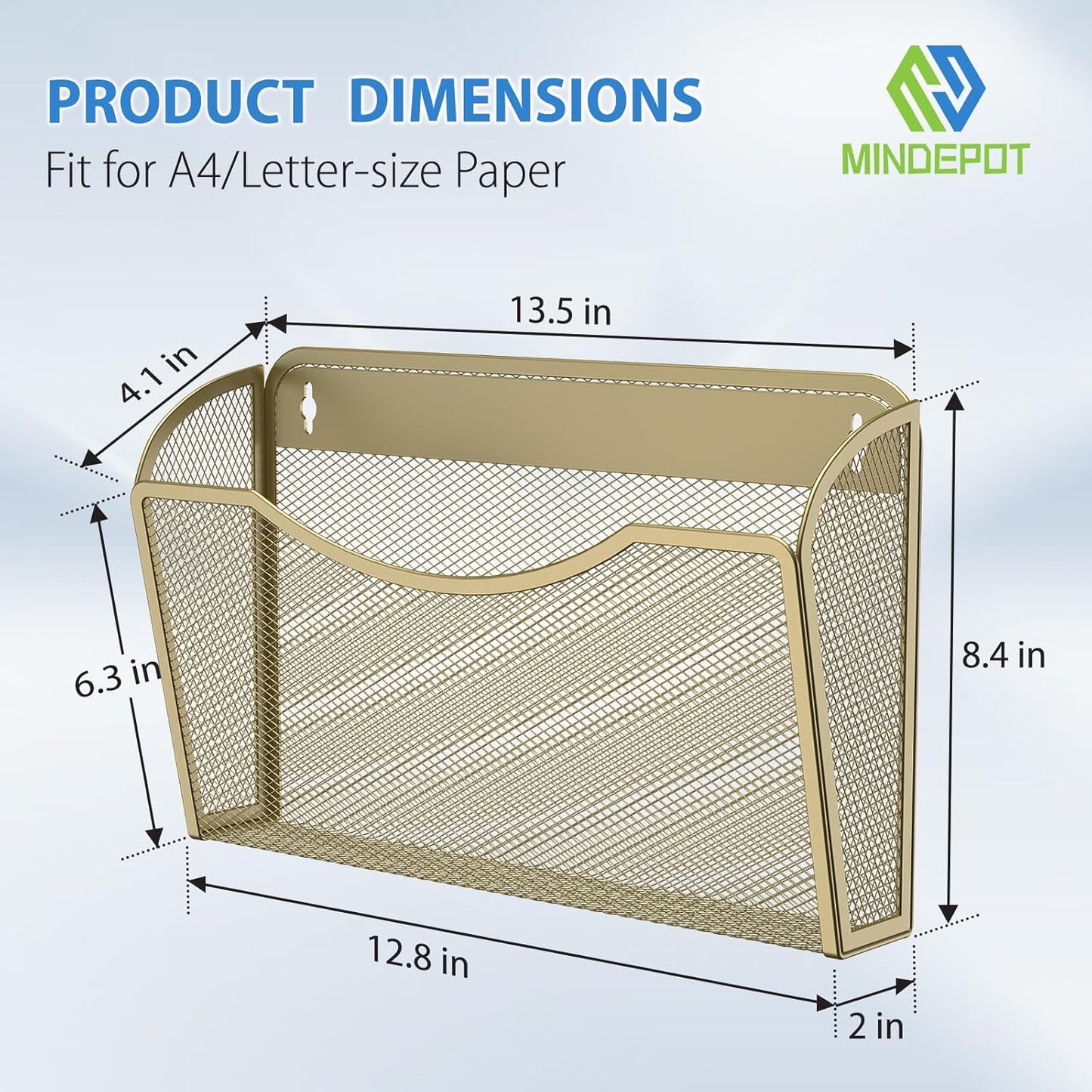 MINDEPOT Wall File Organizer,Hanging Wall Mounted File Folder Binder Holder Mail Organizer for Office,Home and School Supplies