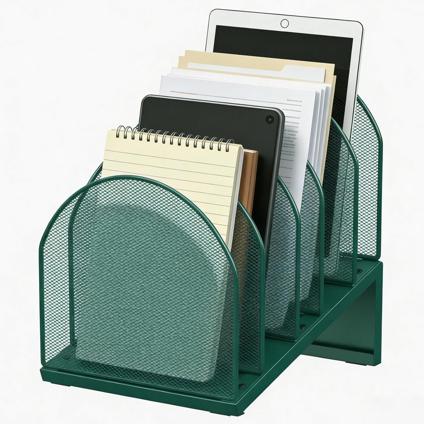 gianotter Desktop File Organizer, Desk Organizer with 5 Compartments, Paper Organizer for Desk, Workspace Organizers for Office Supplies (Black, Upright Style)