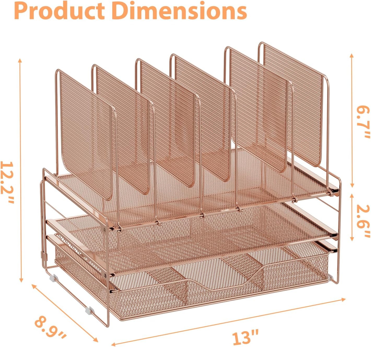 LEKETREE Desk Organizer, Office Organization with Vertical File Holder, File Organizer with Drawer and Pen Holder, Desk Accessories and Workspace Organizers for Home Office (Black)