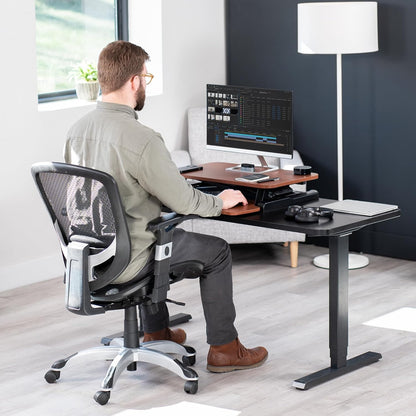 VIVO 26 inch Desk Converter, K Series, Height Adjustable Sit to Stand Riser, Dual Monitor and Laptop Workstation with Keyboard Tray, Black, DESK-V026KB
