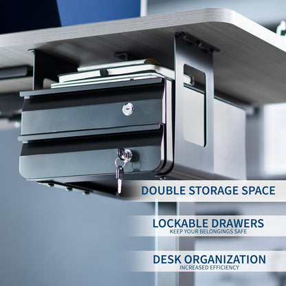 VIVO 13 Inch Under Desk Lockable Slide Out Drawer, Secure Home Office Storage Organizer, Steel, Black, DESK-AC03L-B