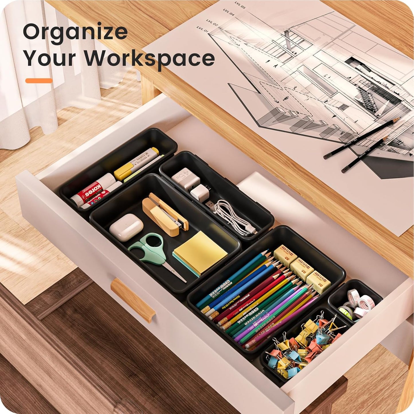 【Military Grade】A-LuGei Drawer Organizer, 【𝟱𝗦𝗶𝘇𝗲】 Makeup organizer, 【Holds 177 Items】 Bathroom Organizers and Storage, Organization and Storage, Desk Drawer Organizer for Bathroom Vanity