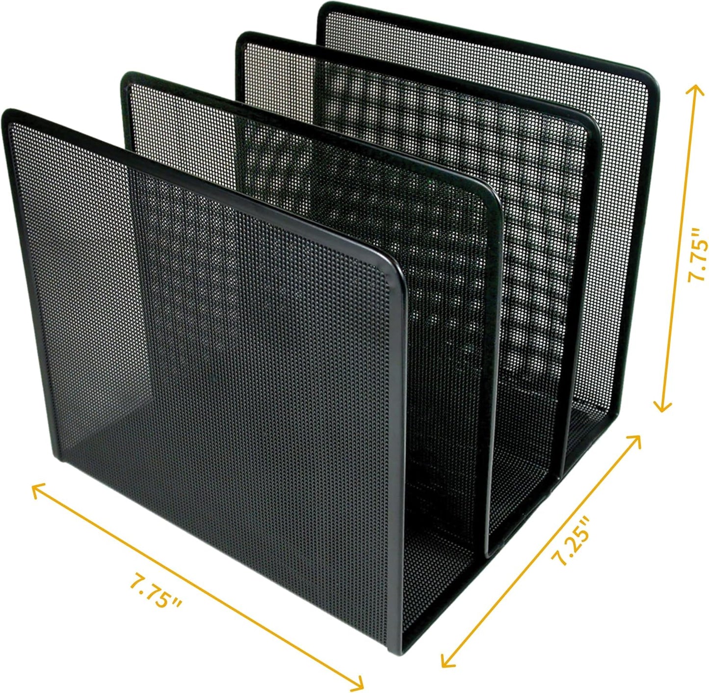 Artistic Contemporary Mesh Metal Desktop File Sorter for Neat and Organized Surfaces in Office, School, and Home, Black