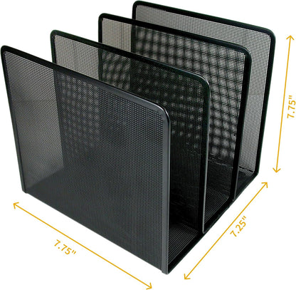 Artistic Contemporary Mesh Metal Desktop File Sorter for Neat and Organized Surfaces in Office, School, and Home, Black