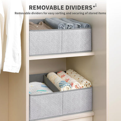 DIMJ Closet Storage Bins, 6 Pack Storage Baskets for Shelves, Foldable Closet Organizer with Handle, Linen Closet Organizers and Storage for Clothes, Toys, Towel, Books (Black)