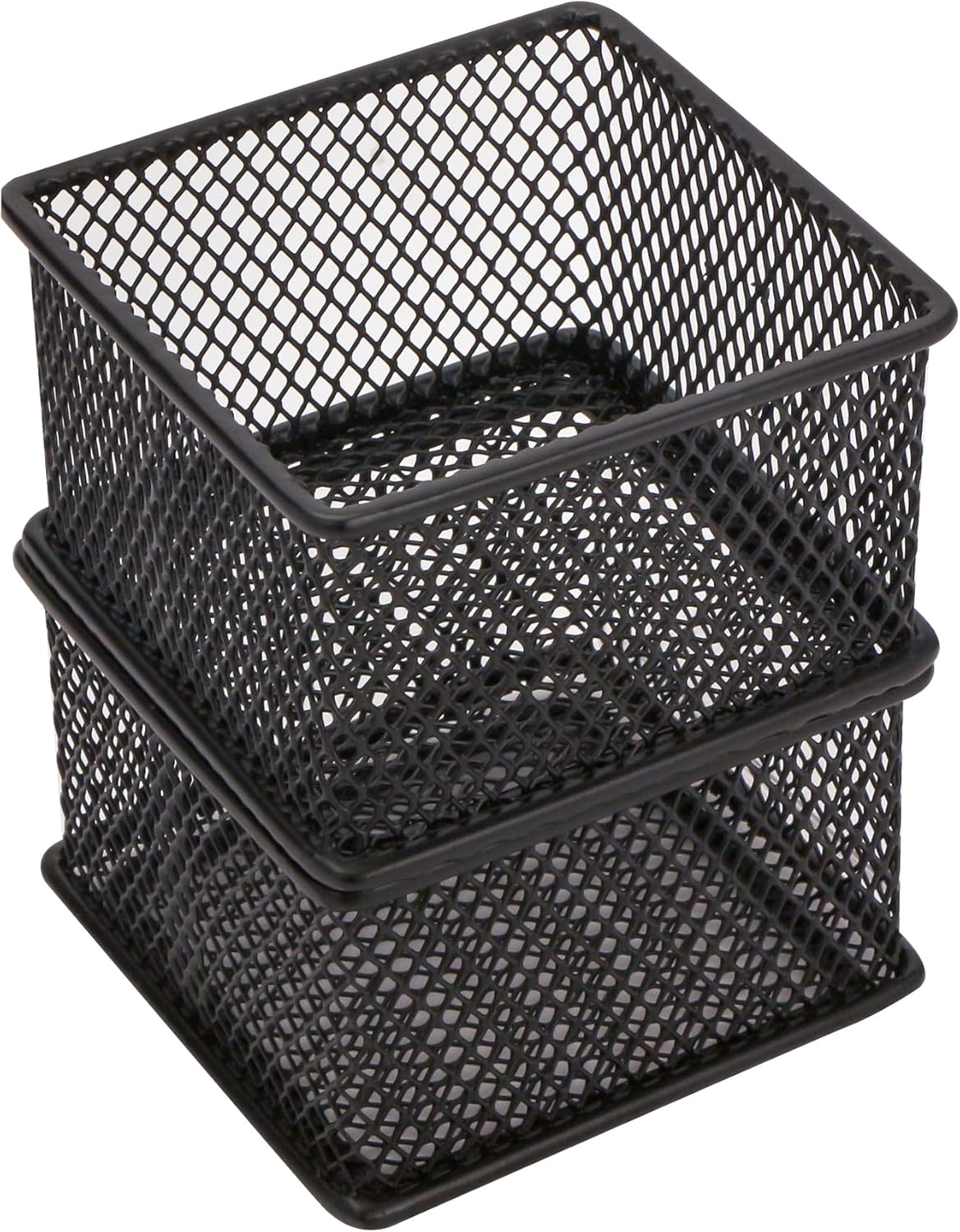 Annova Stackable Mesh Drawer Cabinet and Shelf Organizer Bins Storage Basket School Office Supply Holder Tray- Set of 2 (Gold, 3x3x2 Inch)