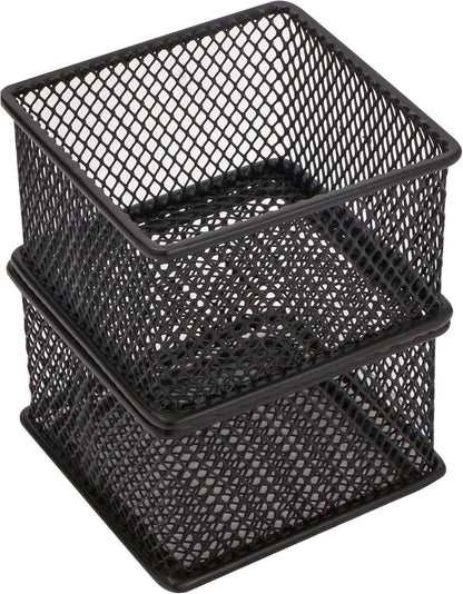 Annova Stackable Mesh Drawer Cabinet and Shelf Organizer Bins Storage Basket School Office Supply Holder Tray- Set of 2 (Gold, 3x3x2 Inch)