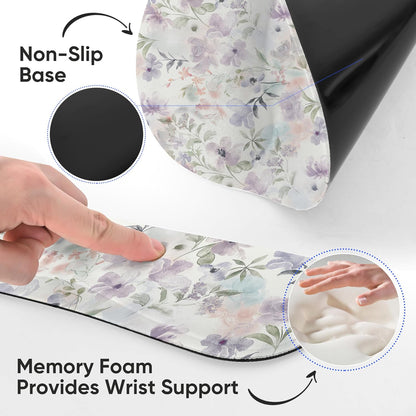 Ergonomic Keyboard Mouse Pad Wrist Rest Support Set for Laptop/Computer/Desktop,Memory Foam Hand Rest Wrist Cushion for Gaming/Office,Lightweight Comfortable & Pain Relief (Flowers)