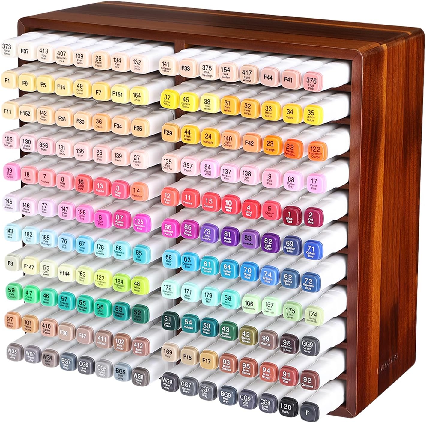 walowalo Markers Organizer Hold 176 Markers Birthday Gifts Bamboo Pen Holder Art Supply Pencil Alcohol Storage Organizer 22 Compartments All-in-One Marker Storage for Home Office Desk Classroom