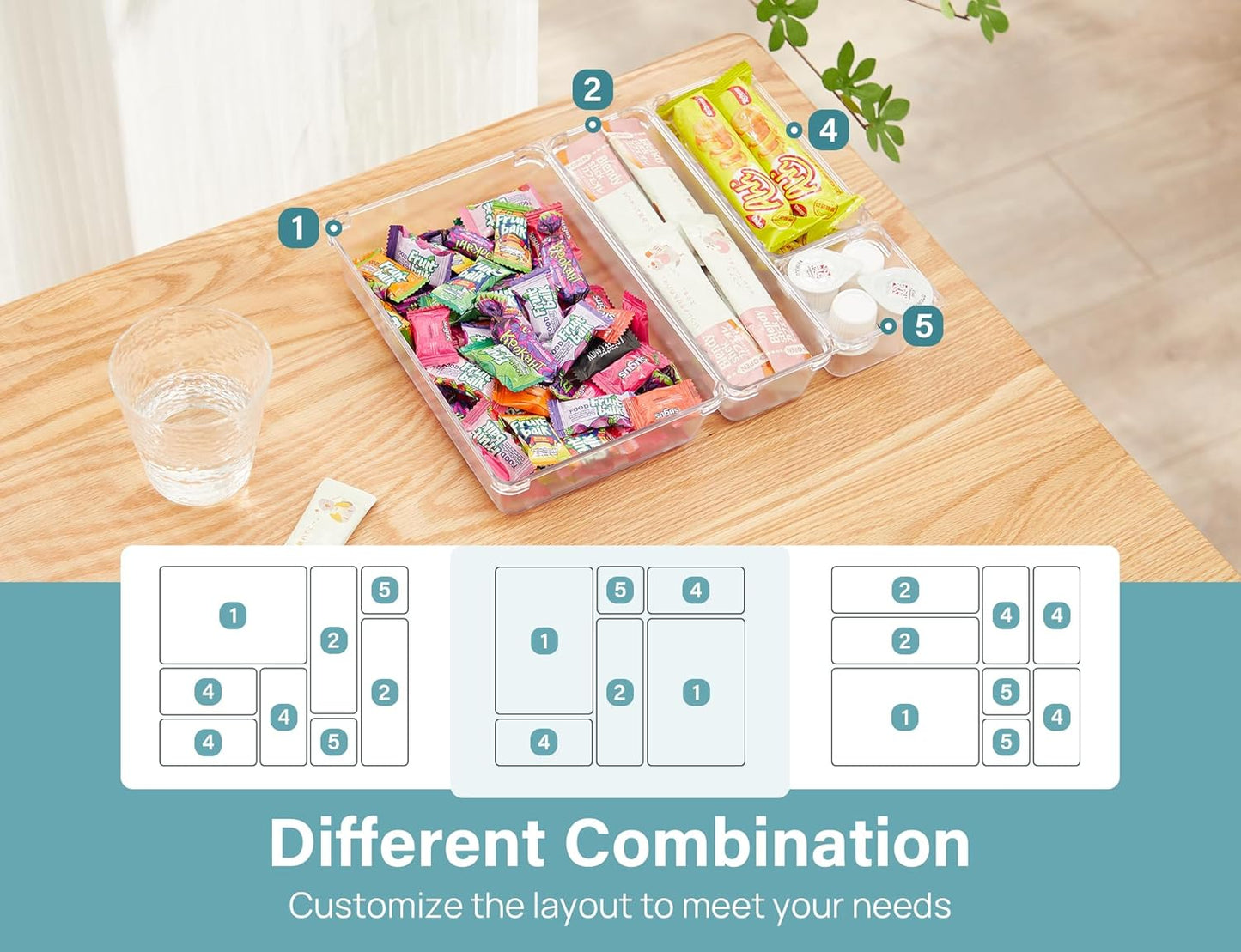 Kootek 28 Pcs Drawer Organizer Set, 4-Size Bathroom Vanity Trays Makeup Desk Dividers Versatile Storage Bins Clear Plastic Container for Dresser, Bedroom, Kitchen, Office