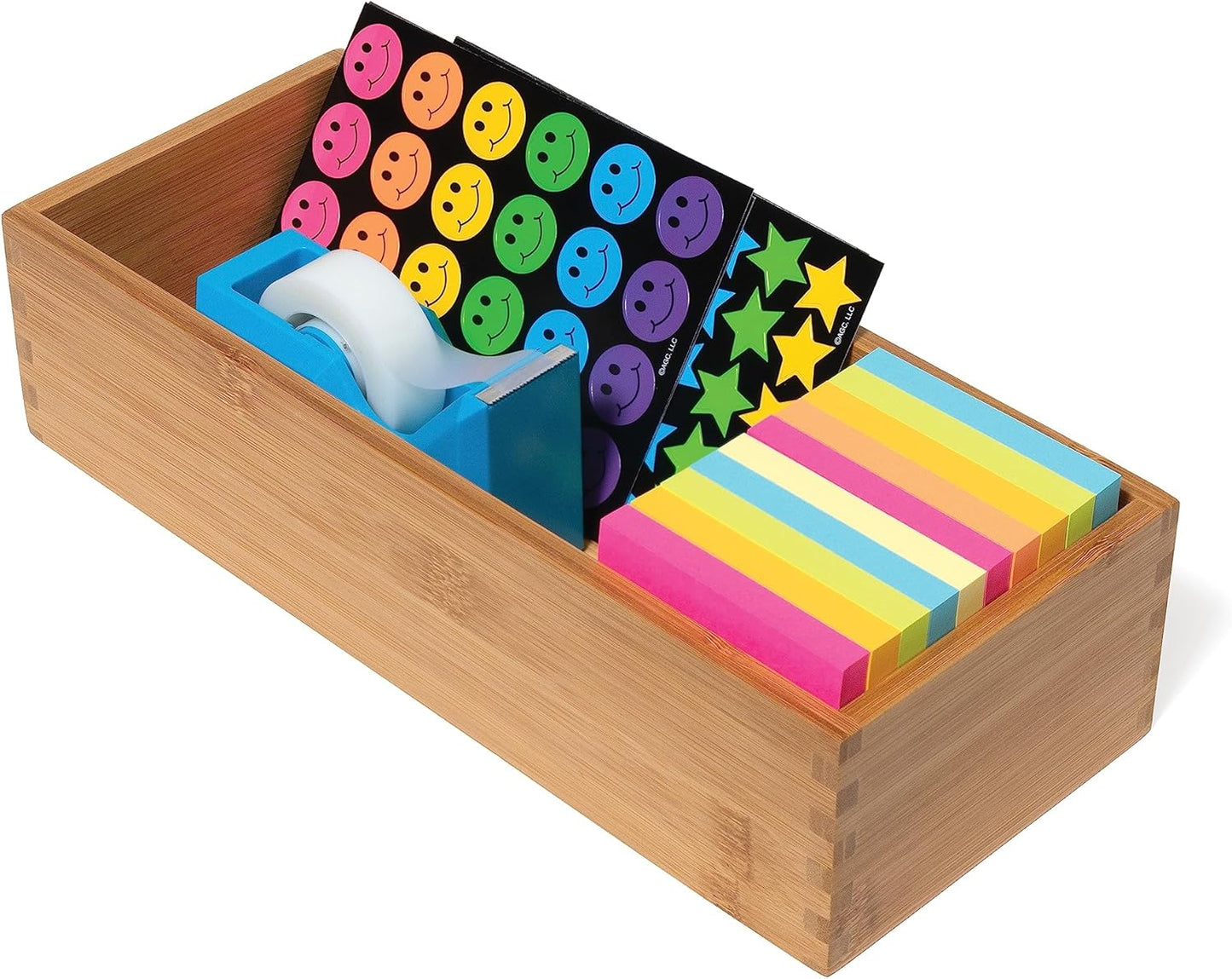 Lipper International Bamboo Wood Utensil Holder Storage Box for Cooking Tools, Makeup, or Office Supplies, 4" x 9 1/4" x 3"