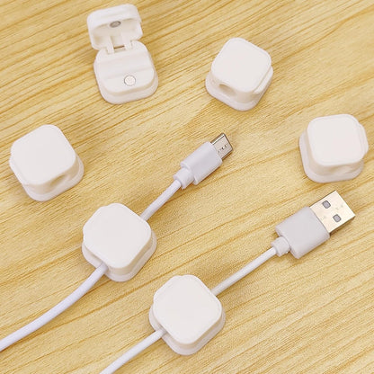 6 Pack Magnetic Cable Clips for Phone, USB, HDMI Cables, with Adhesive Organizer for Desk, Home Office, Nightstand, Car, Wall