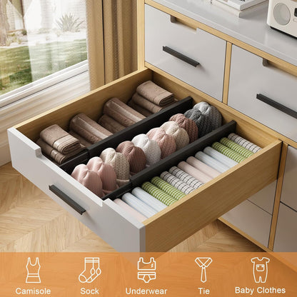 Bamboo Drawer Dividers,17-22" Adjustable Kitchen Drawer Organizer for Clothes,4 Pack Expandable Drawer Organization Separators for Bedroom,Bathroom,Dresser and Office,Natural