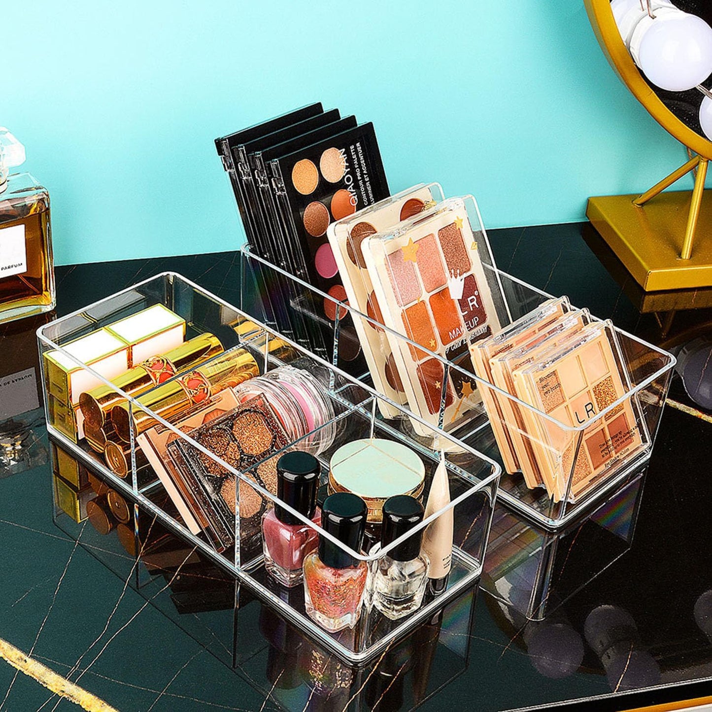 JessLab Acrylic Organizers, Bathroom Organizer for Drawer, Cosmetic Display Cases for Vanity, Countertop, Desk, Kitchen, and Makeup Storage, 1-Section