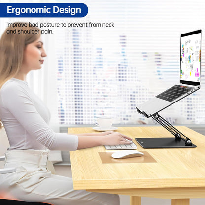 BESIGN LS10 Aluminum Laptop Stand, Ergonomic Adjustable Notebook Tablet Stand, Computer Holder Compatible with Air, Pro, Dell, HP, Lenovo More 10-14" Laptops, Silver