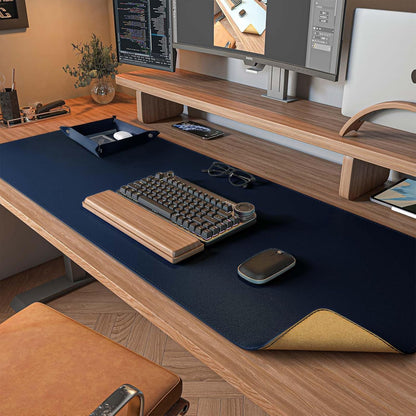 DAWNTREES Dual Sided Desk Mat,Leather Desk Pad,Cork Desk Mat Protector,with PU Leather Valet Tray Organizer,Large Mouse Pad,Desk Writing Pad for Office and Home(Dark Green 31.5"x15.8")