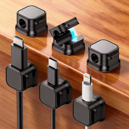10PCS Magnetic Cable Organizer,Desk Wall Mounted Cord Storage Rack for Phone Charger Data Cable Management,White