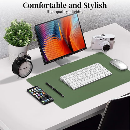 Green Desk Pad and Keyboard Wrist Rest, 3in1 Mousepad + Keyboard Wrist Rest+Mouse Wrist Rest for Home Office Table Computer Cover. (31.5×15.7,Green)
