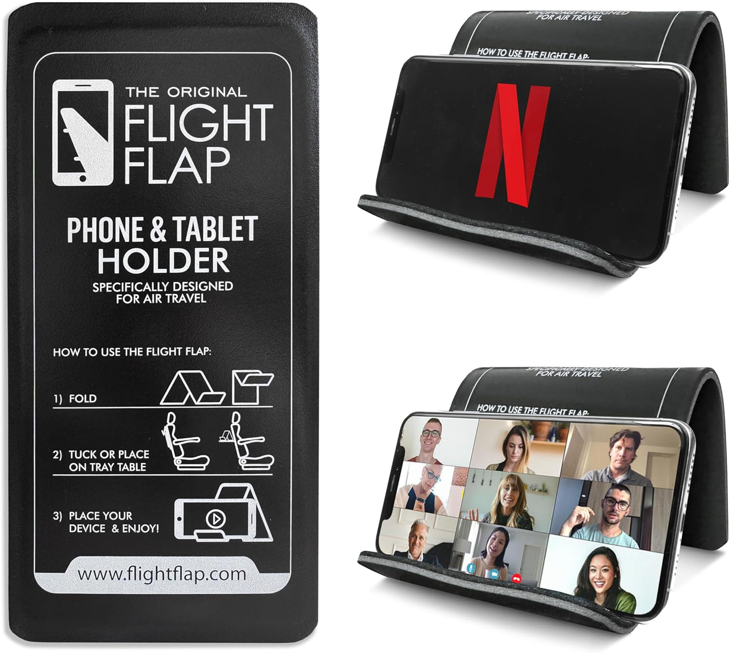 Flight Flap Airplane Phone Holder, Flexible Cell Phone Holder, Folding Cellphone Stand for Desk, Bed, Office, Treadmill - Airplane Gadgets for Long Travel Accessories - Plane Essentials (Silicone)