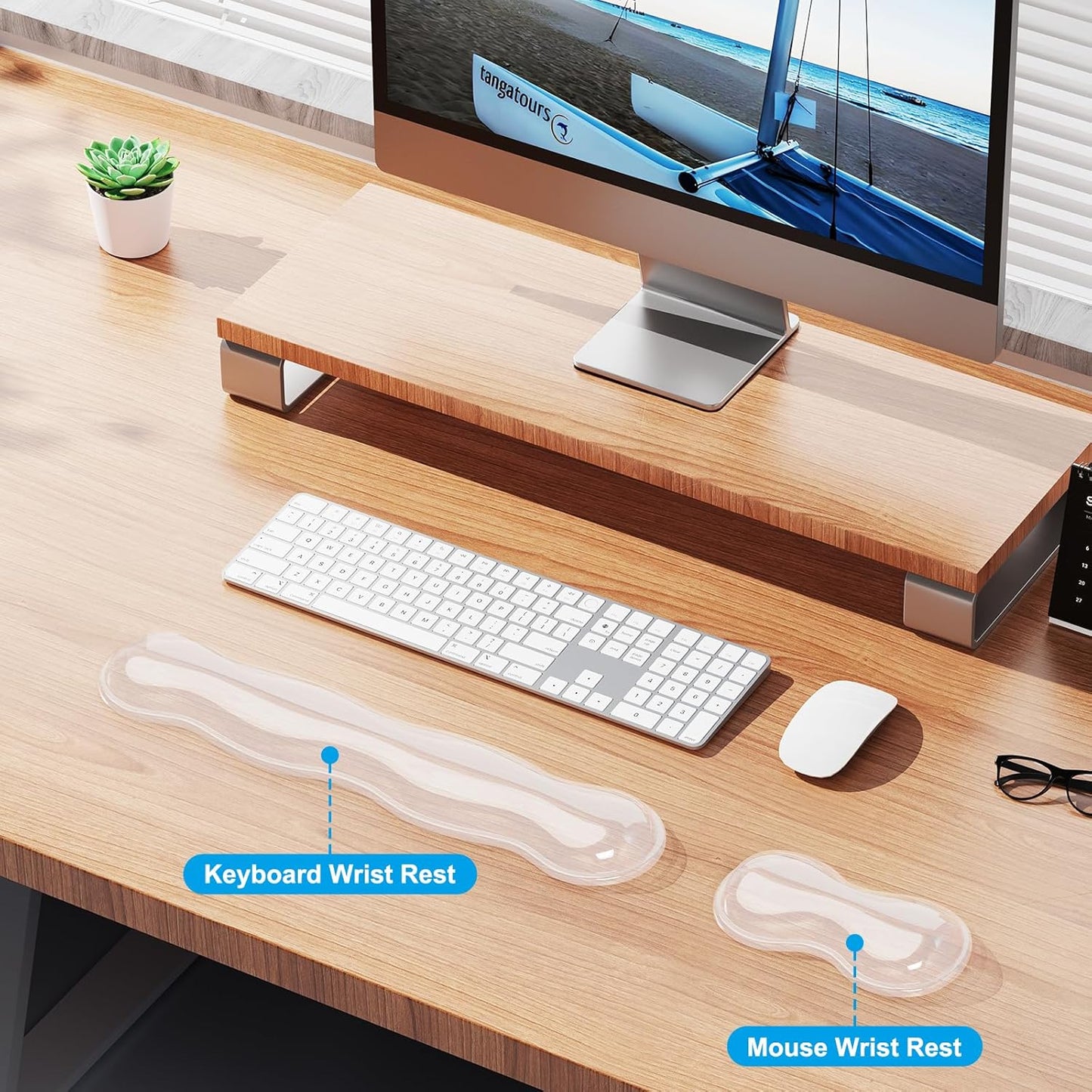 MOKURU Gel Keyboard and Mouse Wrist Rest Set, Comfort Ergonomic Wrist Support, for Wrist Pain Relief, Computer Keyboard Wrist Rest (Black)