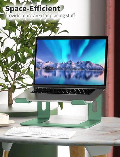 SOUNDANCE Laptop Stand, Aluminum Computer Riser, Ergonomic Laptops Elevator for Desk, Metal Holder Compatible with 10 to 15.6 Inches Notebook Computer, Silver