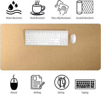 Bloss Leather Desk Pad and Keyboard Wrist Rest, Large Mouse Pad + Keyboard Pad+Mouse Wrist Support, Non-Slip Desk Mat Protector for Office, Home(31.5×15.7 Inches,Beige)