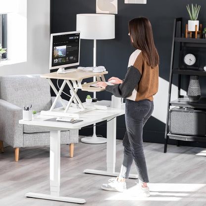VIVO 26 inch Desk Converter, K Series, Height Adjustable Sit to Stand Riser, Dual Monitor and Laptop Workstation with Keyboard Tray, Black, DESK-V026KB
