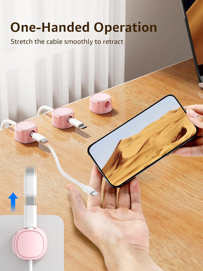 12 Pack Magnetic Cable Clips – [One-Snap Lock] Phone Cord Holder for Desk, Adhesive Magnetic Cord Organiser for Nightstand, Wall, Car – Under Desk Cable Management for Office, Home