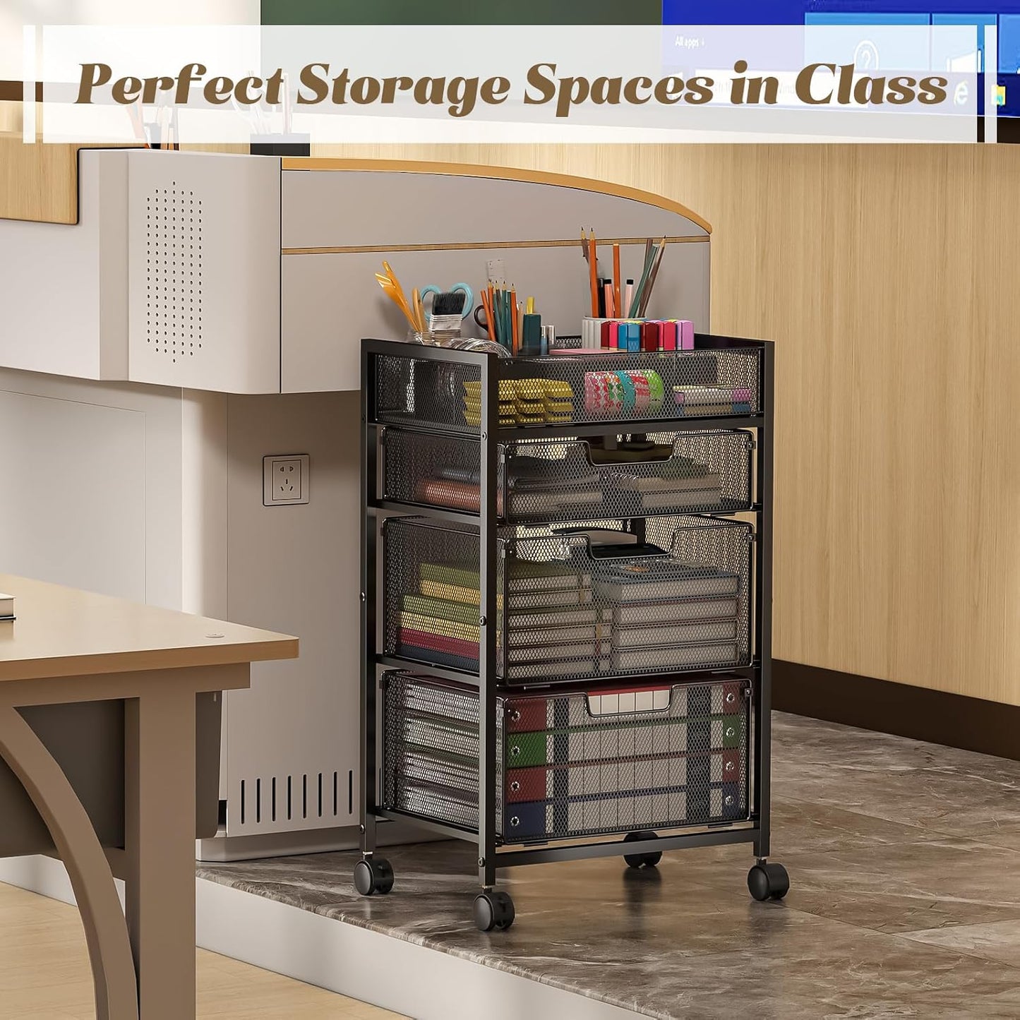 Rolling Utility Cart with 3 Drawers, Craft Organizer and Storage with DIY Divider, Lockable Wheels, Multi-Functional Storage for Art Supplies, Store for Brushes & Paints & Small Parts(Patent Pending)