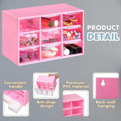 Amyhill 6 Pcs Mini Drawer Organizer Small Organizer with 9 Drawers Plastic Desktop Craft Storage Box for Office Home Room Jewelry Cosmetics Collection(White)