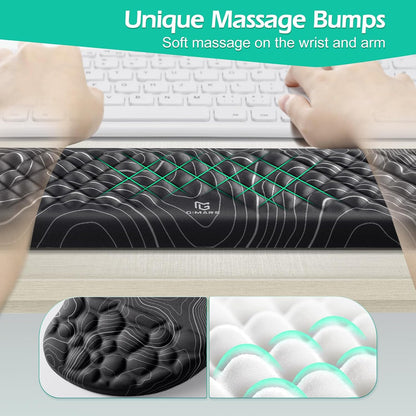 Gimars Elongate Smooth Lycra Fabric Ergonomic Mouse Pad Wrist Support, Gel Memory Foam Cushion Set Keyboard Wrist Rest Support, Pain Relieve for Computer, Laptop, Office, School, Home, Gaming, Black