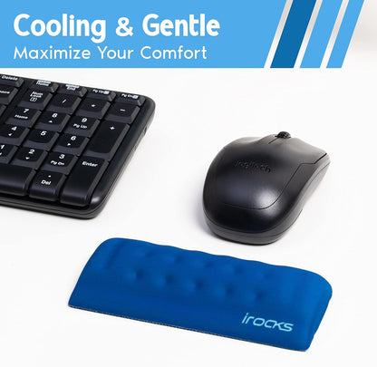 i-Rocks Memory Foam Keyboard Wrist Rest - Pain-Reducing Wrist Rest for Computer Keyboard - Non-Slip Rubber Base Wrist Rest - Cooling Keyboard Pad for Long Hours of Work, Studying, Gaming