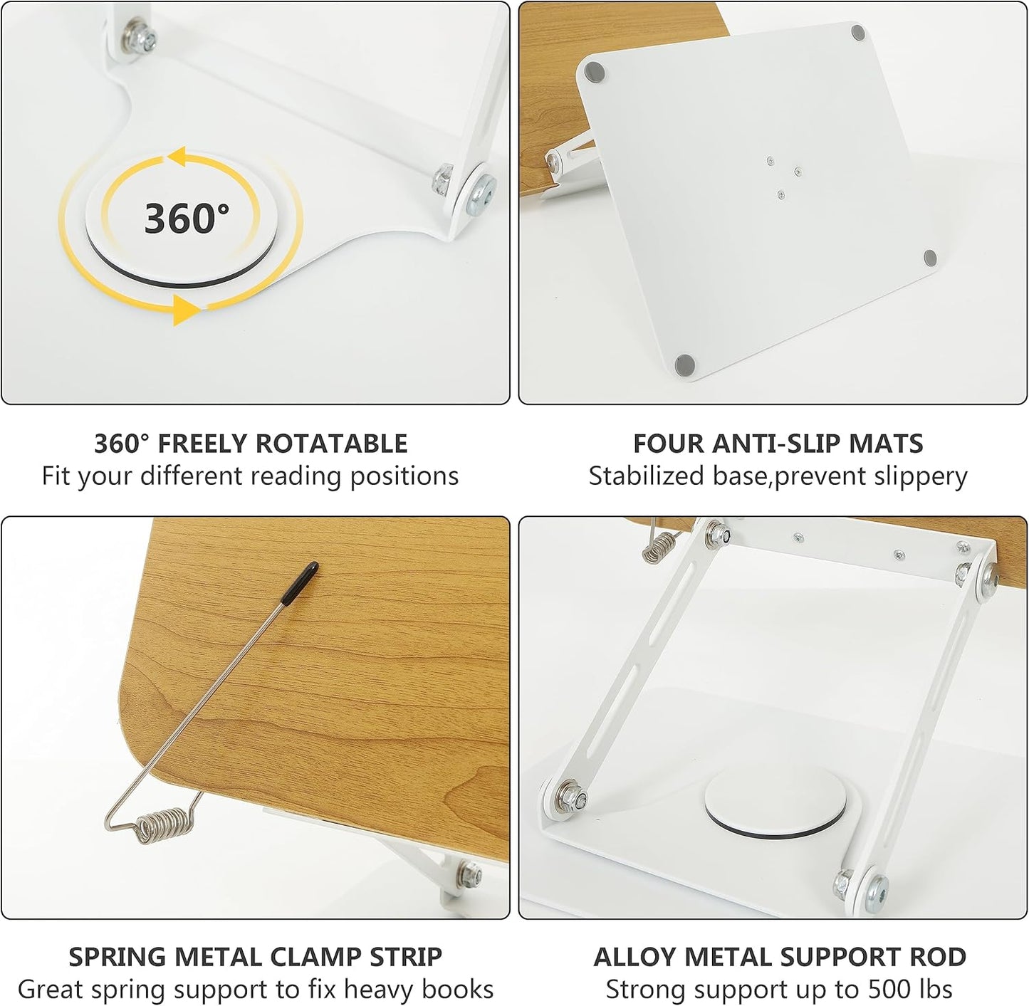 Book Stand Laptop Stand Adjustable Book Holder Tray with Page Paper Clips Ergonomic Multi Heights Angles Adjustable Cooking Bookstands for Textbook Recipe Magazine Laptop Tablet Portable